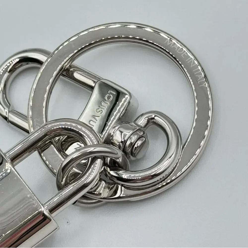 Louis Vuitton LV Padlock Dragonne Black Leather Key Holder Bag Charm Unisex